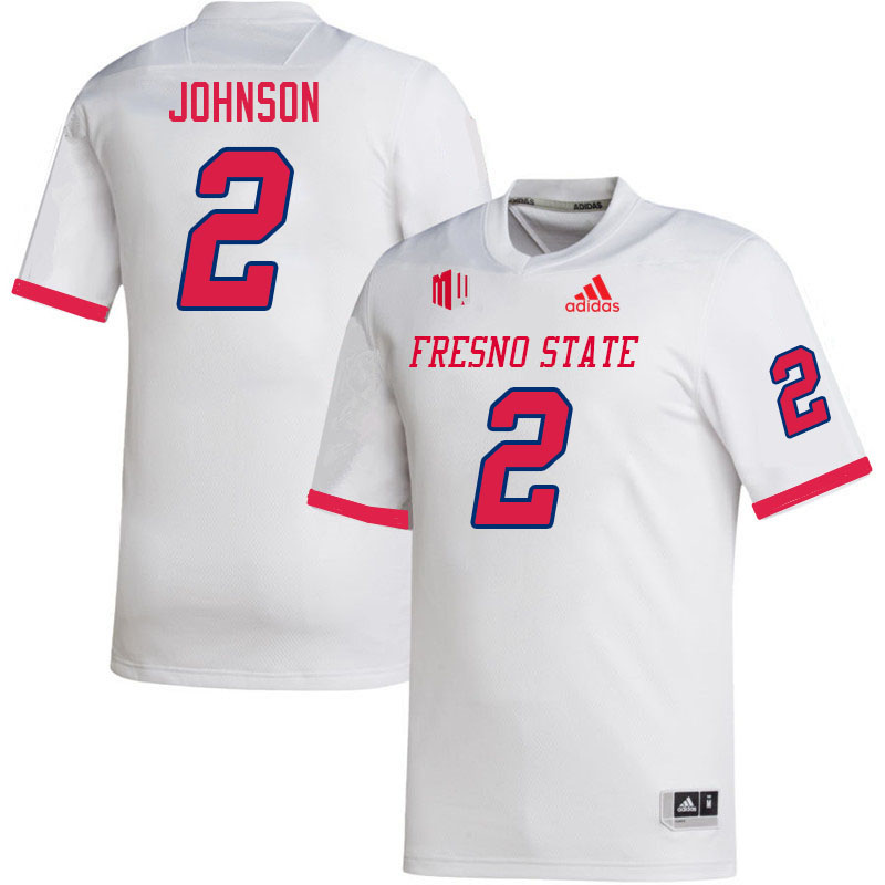 Men #2 Carlton Johnson Fresno State Bulldogs College Football Jerseys Stitched Sale-White
